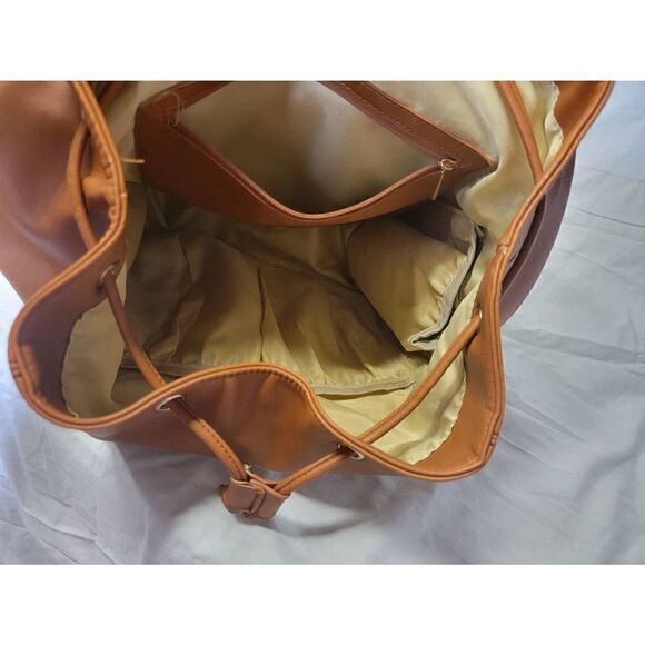 Leather Bag Backpack Baby Bag Gold Classy May San - Picture 10 of 13